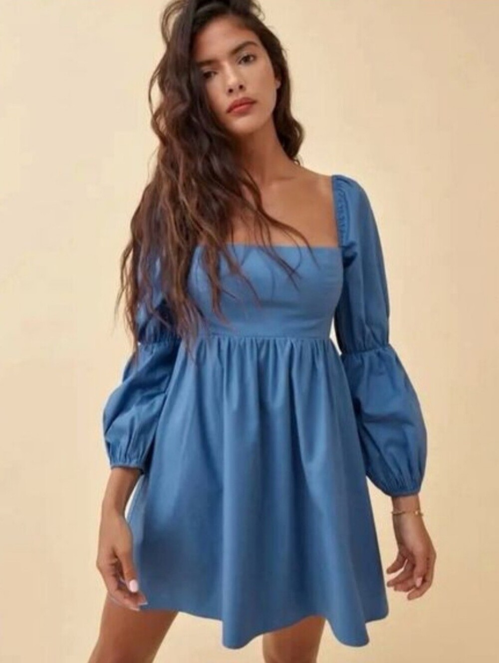 Reformation Michaela Dress Azure Blue Mini Sz 8